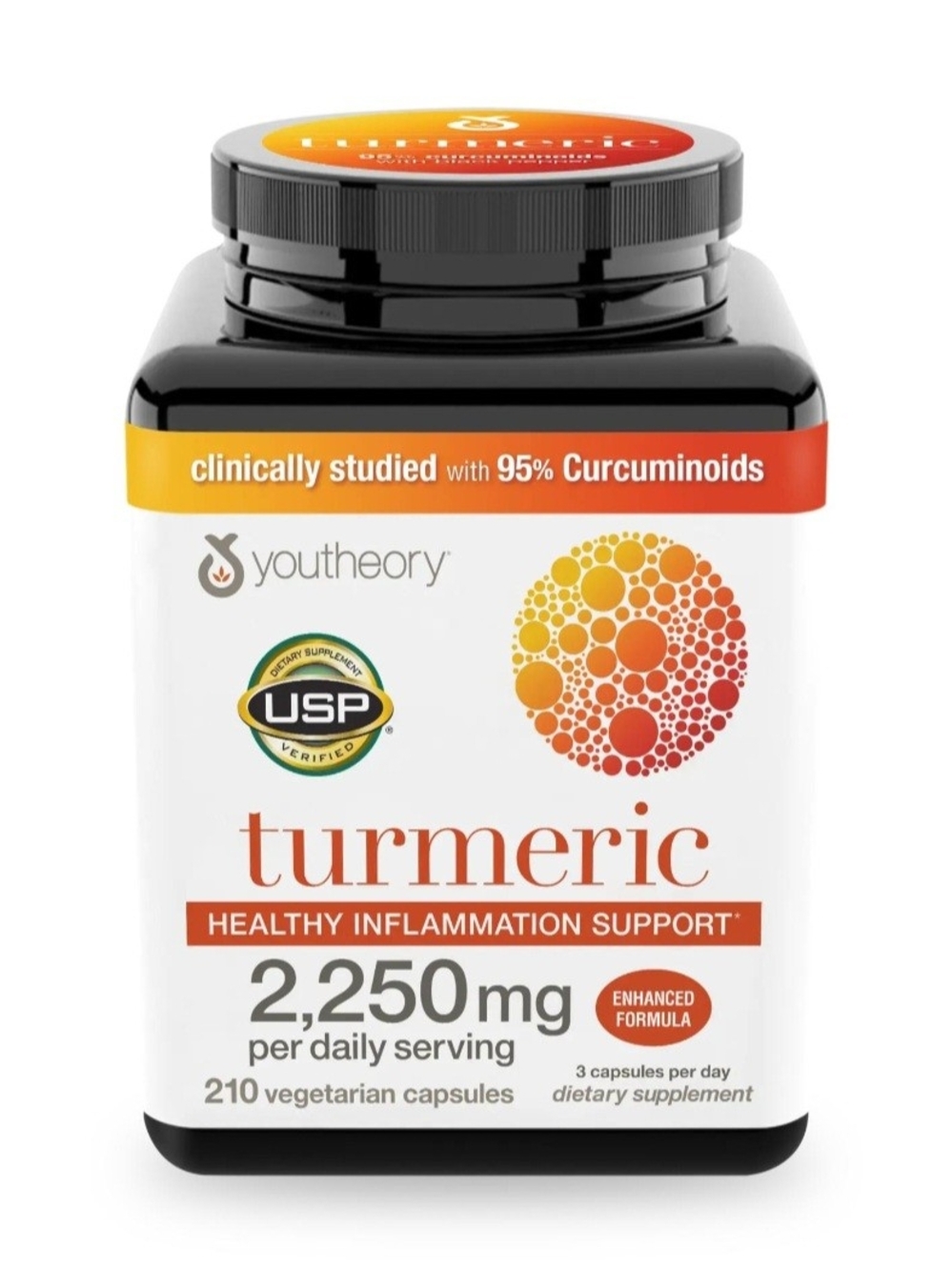 Theory Turmeric Supplement Bottle - Orange, White, Black